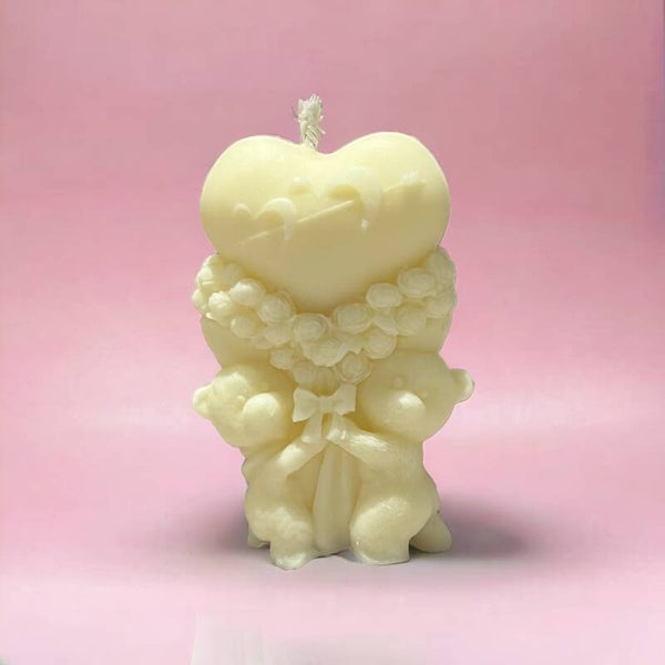 Bougie « Oursons et cœur »