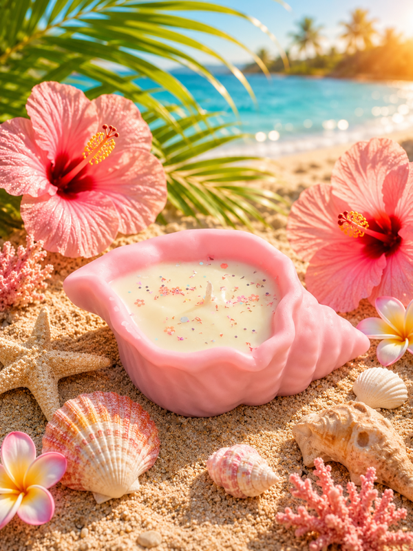 Bougie Coquillage M Rose