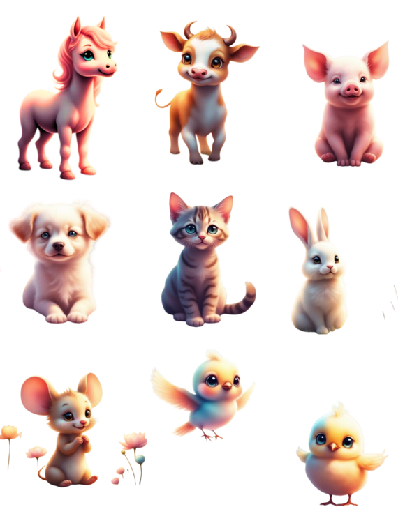 33 Bügelbilder: Unsere Tierbabys_Deutsch/Englisch