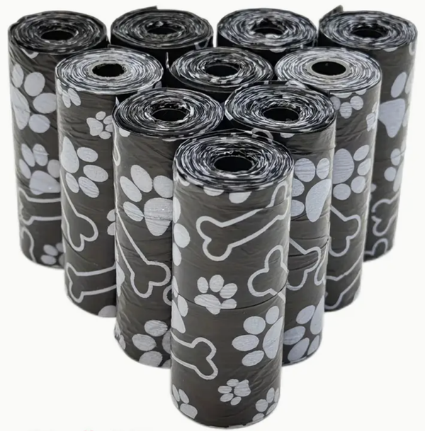 Dog Poo Bags - 5 rolls (75 bags) sturdy and non see through, packed in a small drawstring bag perfect for treats