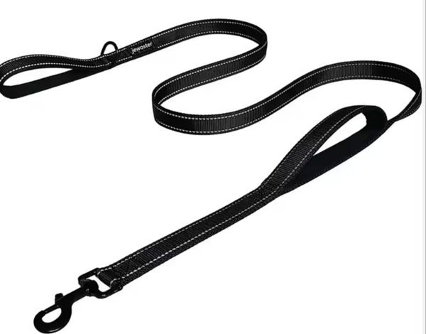 Double Handle Black Leash