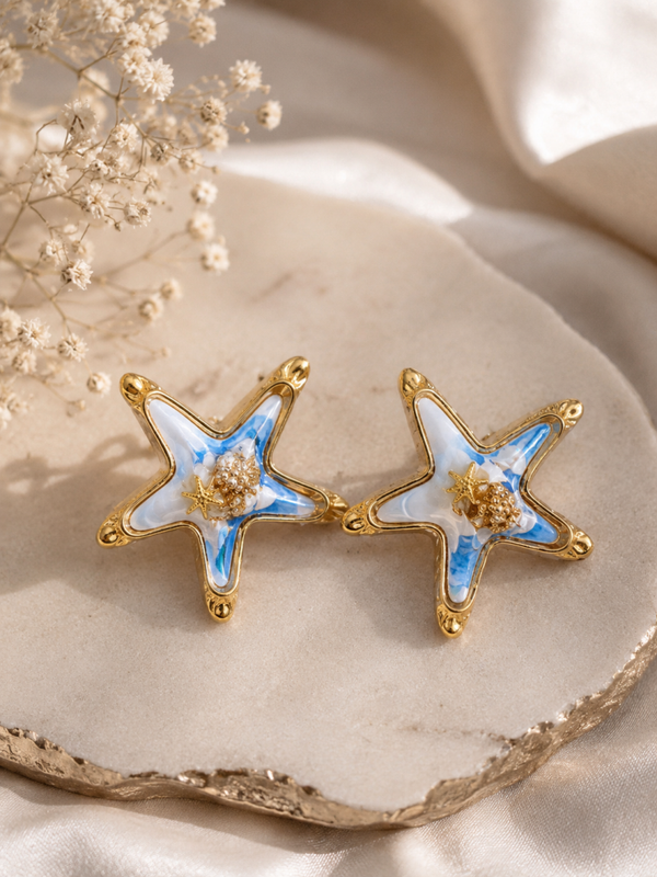 Boucles d'oreilles étoile bleu