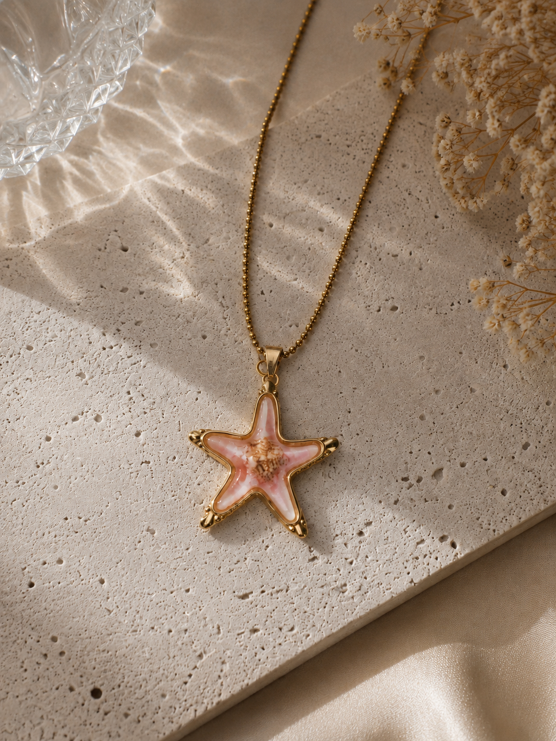 Collier étoile rose poudré