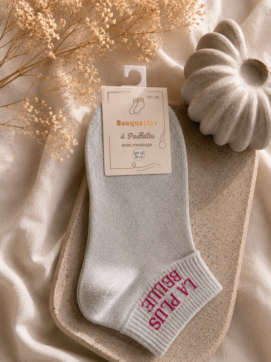 Socquettes à paillettes grise
