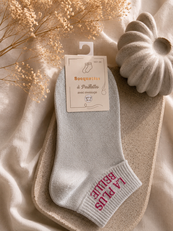 Socquettes à paillettes grise