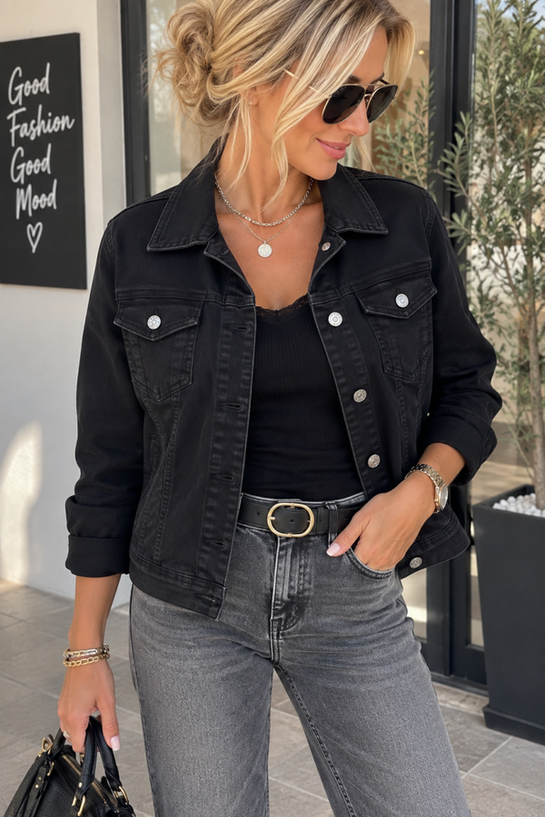 Veste en jeans noire