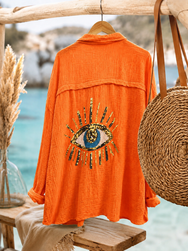 Chemise œil en gaze de coton orange