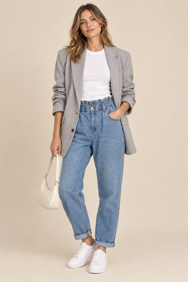jeans bleu clair mom fit