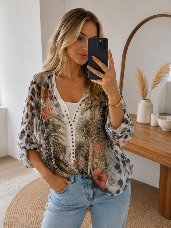 blouse fluide léopard grise