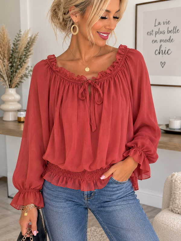 Blouse volantée rouille