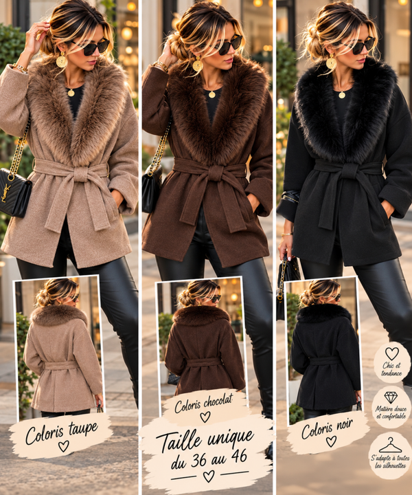 veste chocolat col fourrure