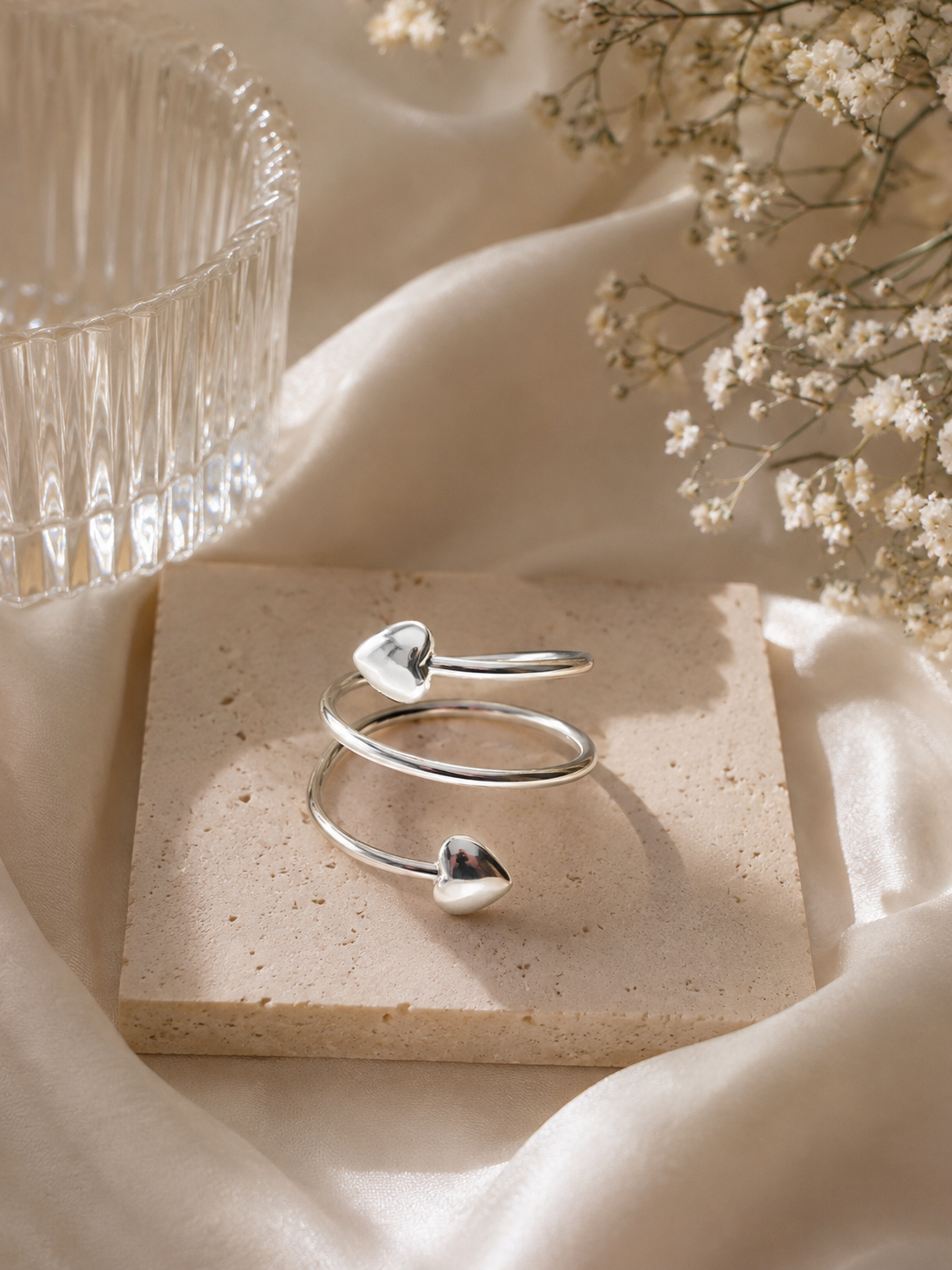 Bague réglable argentée