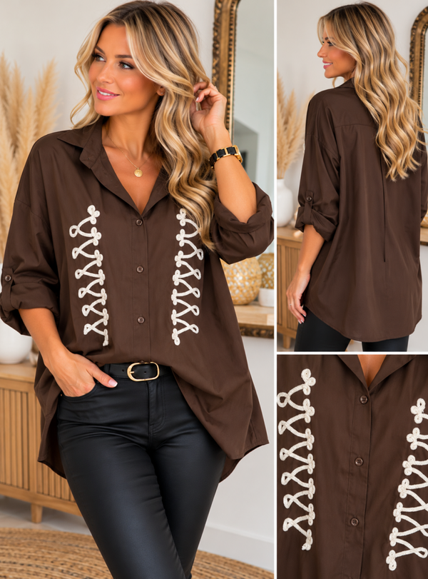 chemise style officier chocolat