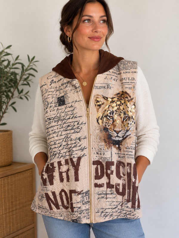 Doudoune sans manches tigre