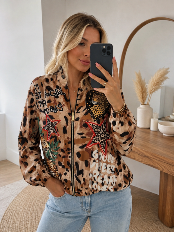 veste léopard marron