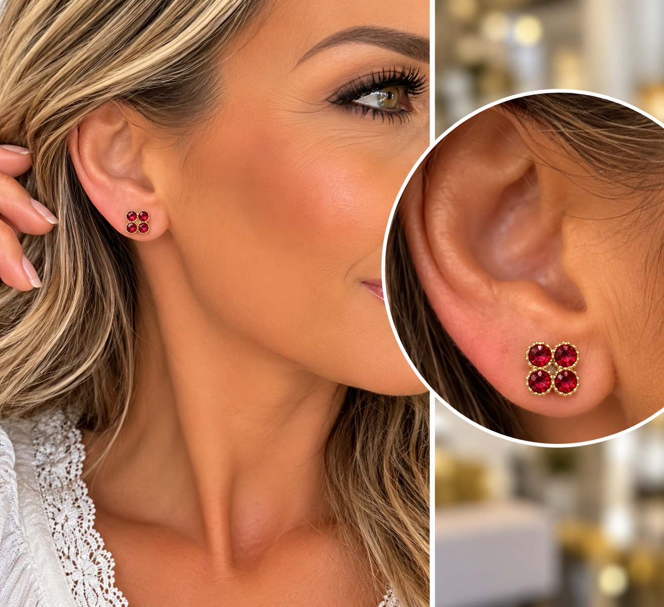 Boucles d'oreilles en acier inoxydable rouge