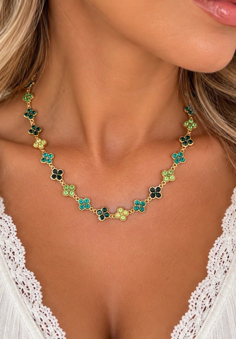 Collier en acier inoxydable bleu vert