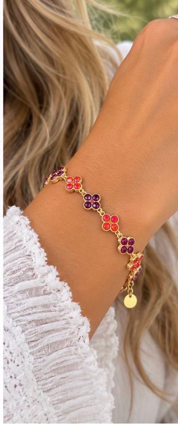 Bracelet acier inoxydable rouge orange