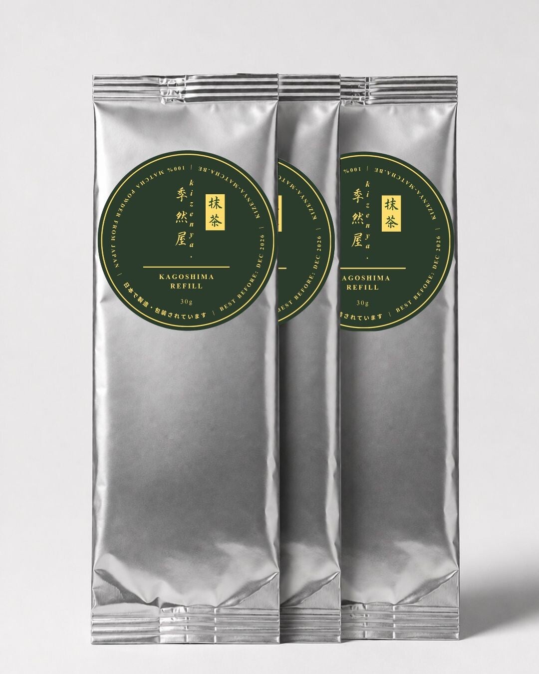 Kizenya Matcha Refill Pouch 30g (3-Pack Bundle)
