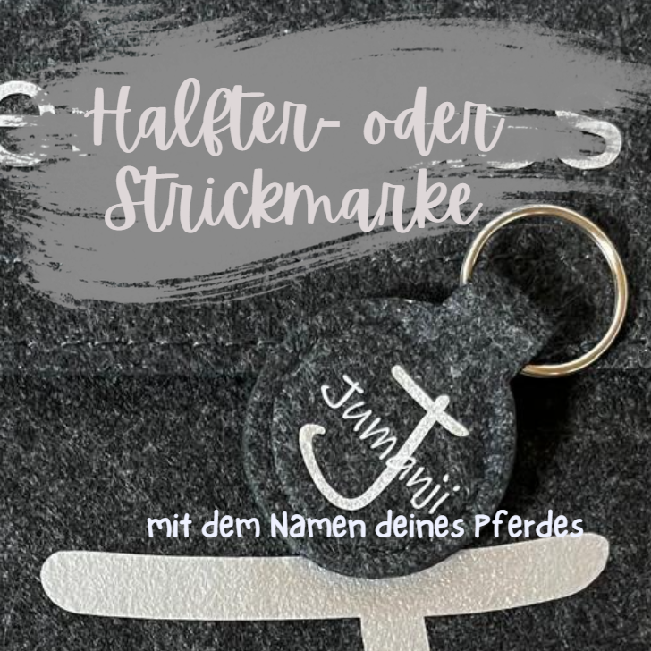 Halfter- oder Strickmarke mit Pferdename personalisiert