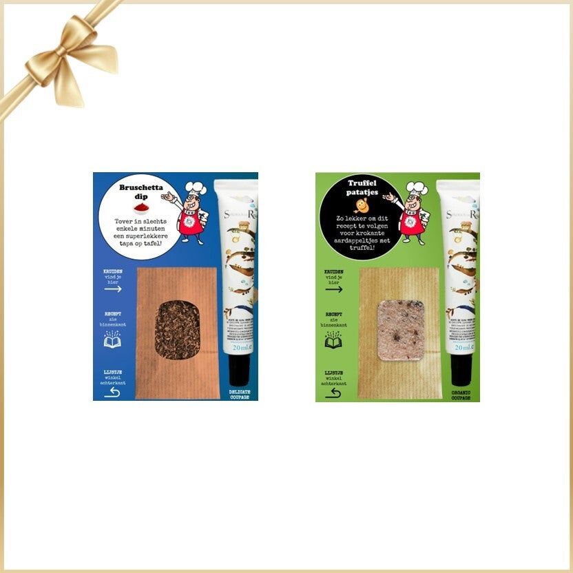 Geschenkje iets lekkers - SMAAKMAKERS:  DELICATE Bruschetta dip + ORGANIC Himalaya truffelzout