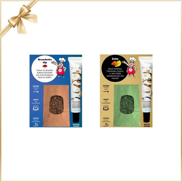 Geschenkje iets lekkers - SMAAKMAKERS:  DELICATE Bruschetta dip + MEDIUM Zalm mix