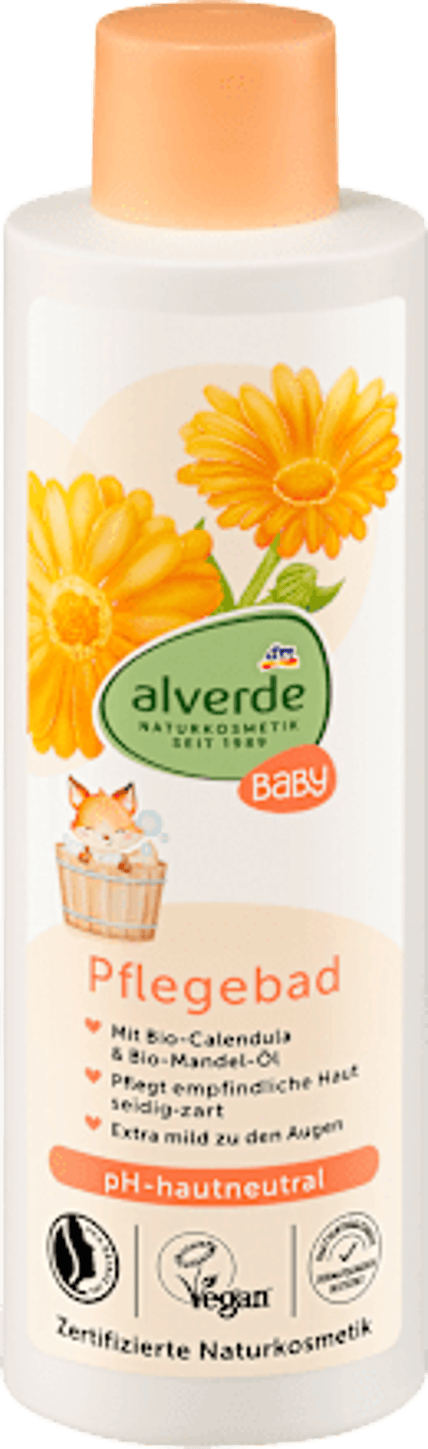 Alverde BABY verzorgend badje met calendula en amandelolie, 200 ml