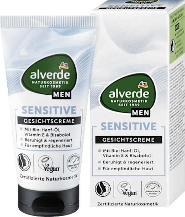 Alverde MEN Sensitive Gezichtscrème, 50 ml