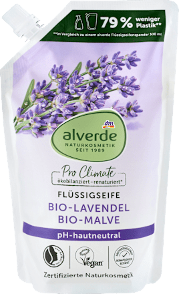 Alverde navulverpakking vloeibare handzeep lavendel en kaasjeskruid, 500 ml