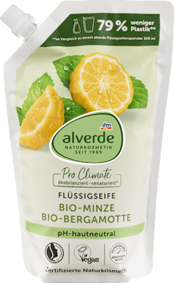 Alverde navulverpakking vloeibare handzeep munt en bergamot, 500 ml