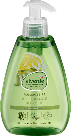 Alverde vloeibare handzeep sinaasappel en olijf, pompflacon 300 ml
