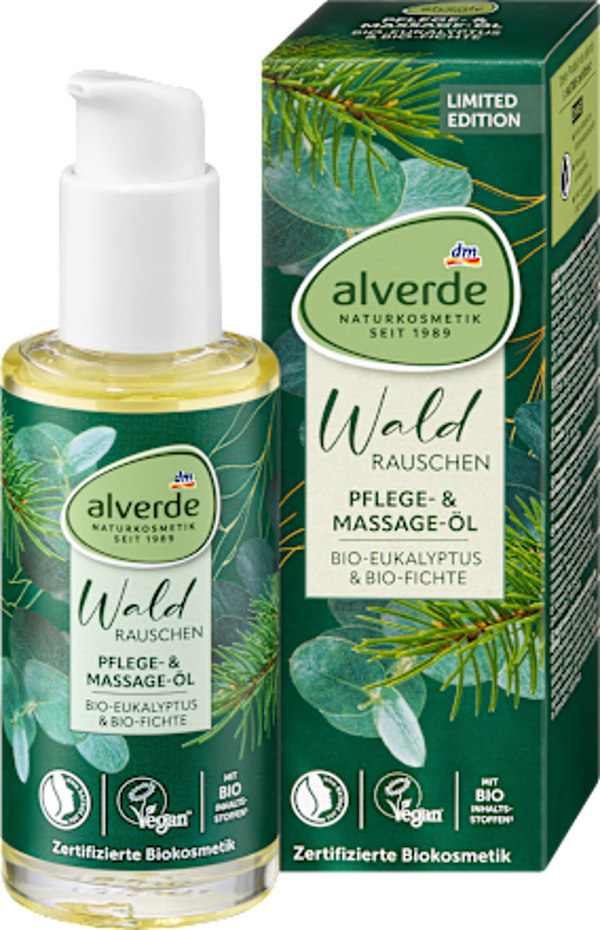 Alverde Eucalyptus Lichaamsolie voor Verzorging en Massage "Bos geruis", 100 ml