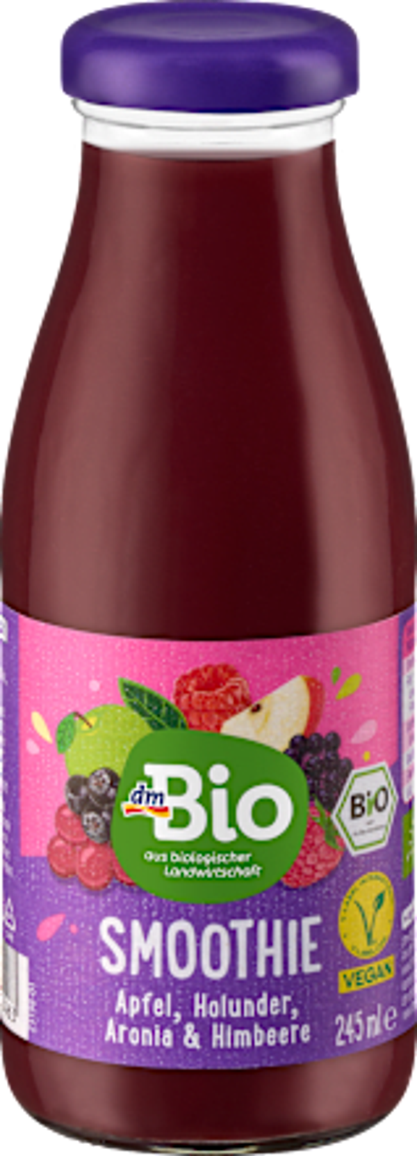 Bio Smoothie, appel, vlierbessen, aronia & framboos, 245 ml