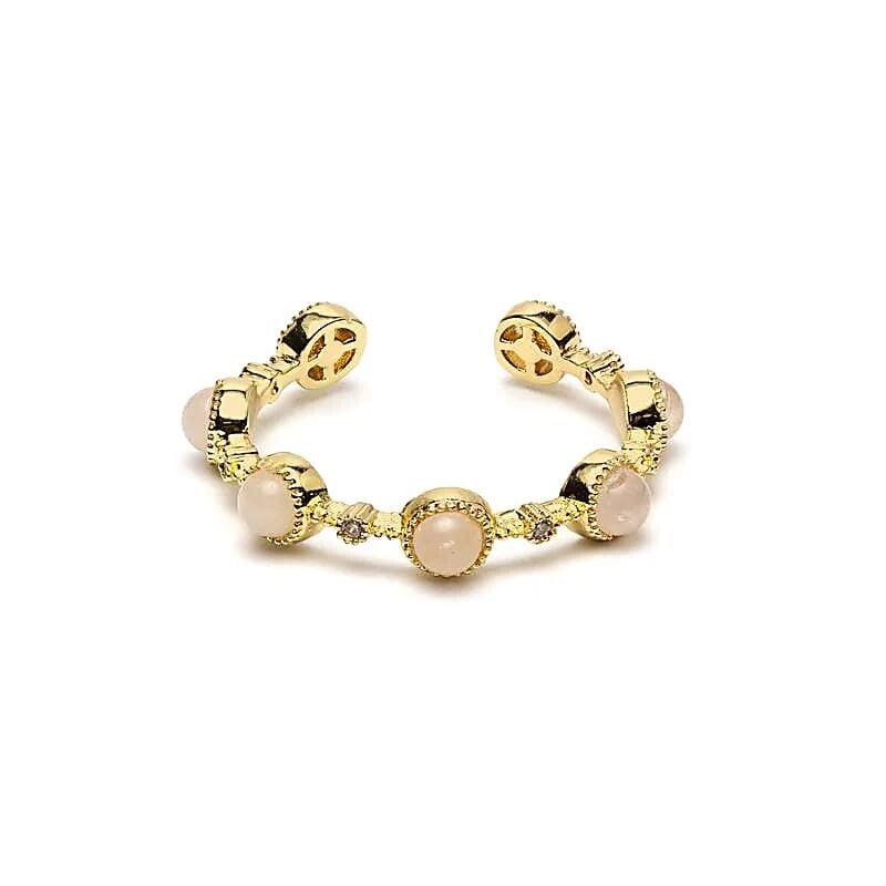 Open ring met rozenkwarts steentjes van ca. 0,4 cm