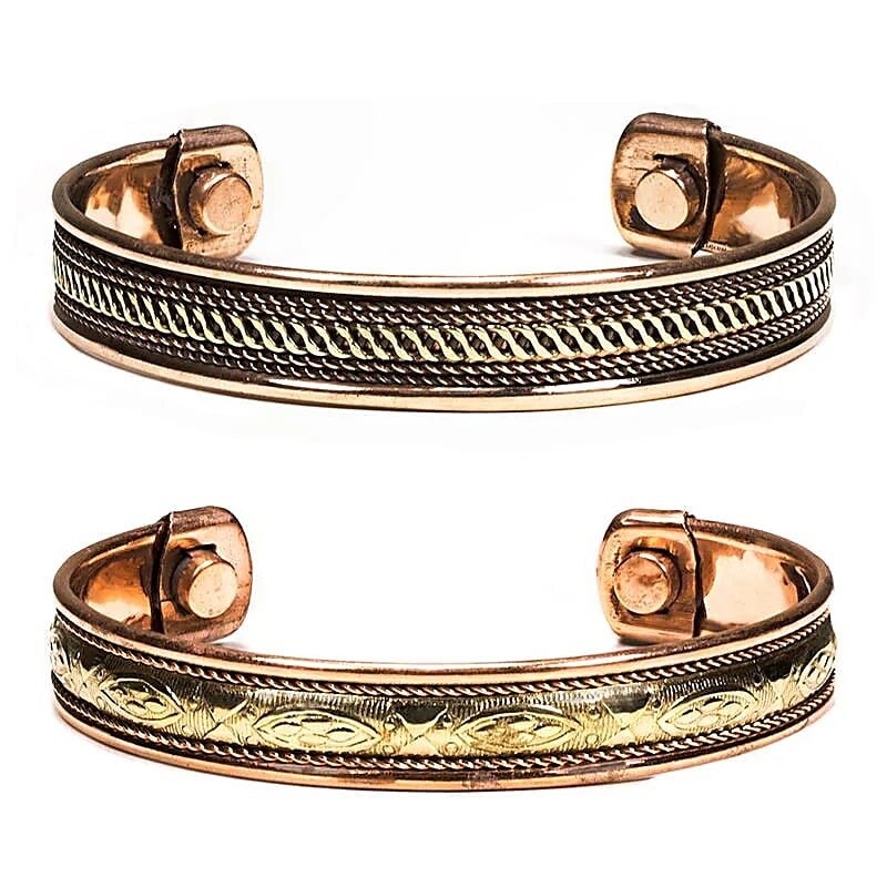 Armbanden magnetisch koper ± 7,5 cm, set van 2