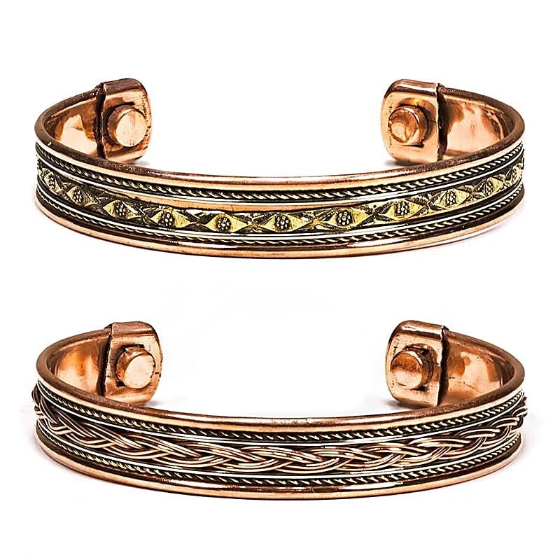 Armbanden magnetisch koper ± 7 cm, set van 2
