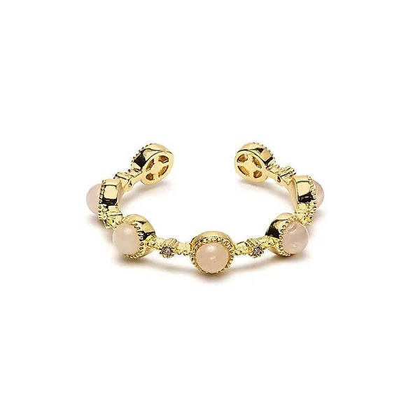 Open ring met rozenkwarts steentjes van ca. 0,4 cm