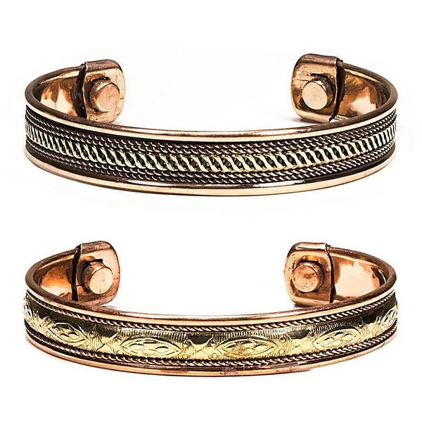 Armbanden magnetisch koper ± 7,5 cm, set van 2