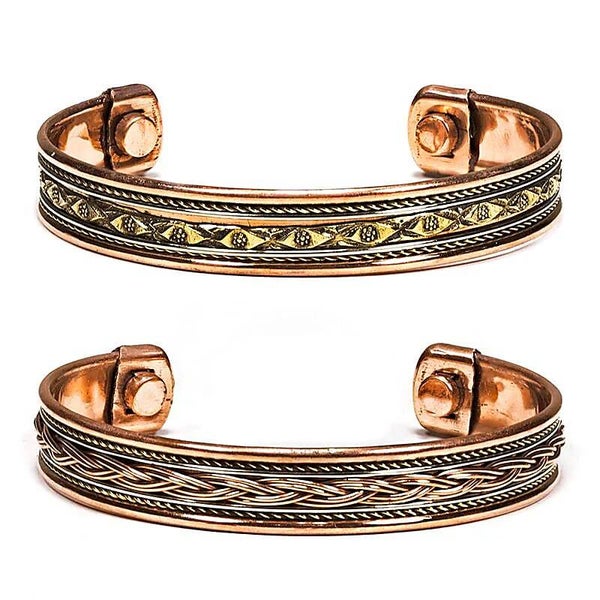 Armbanden magnetisch koper ± 7 cm, set van 2