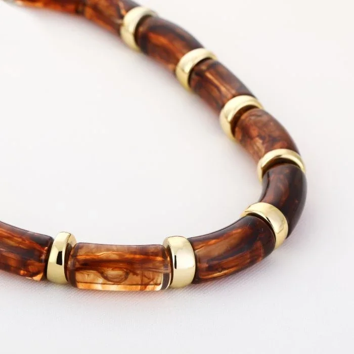 Acrylkralen ketting bruin