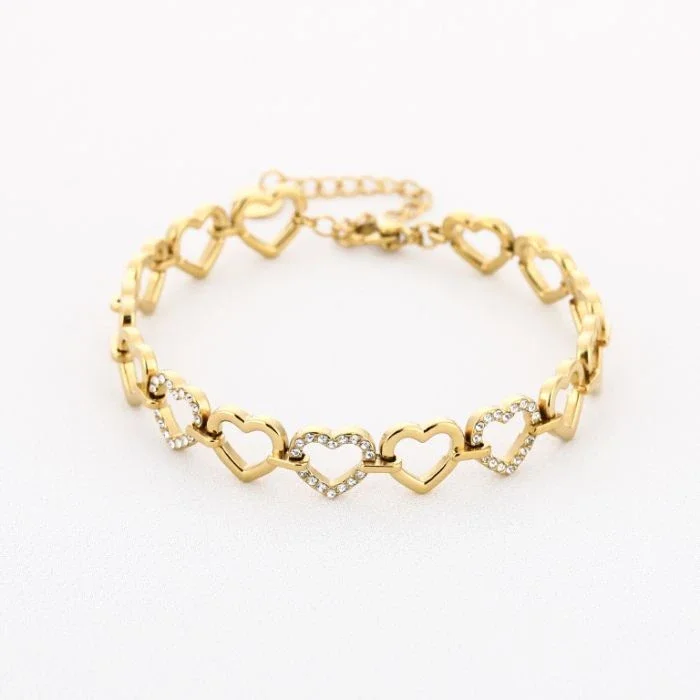 Armbandje open Hart strass