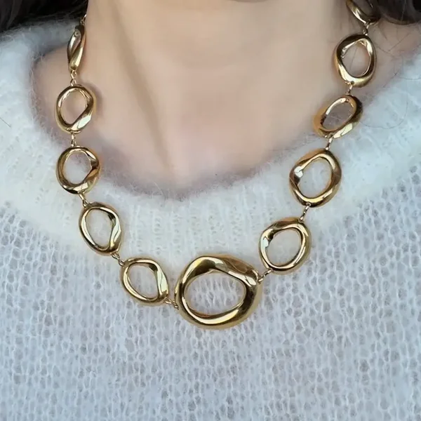 Big Ovals Ketting Goud