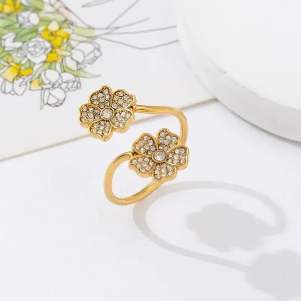 Double Flower Ring Goud