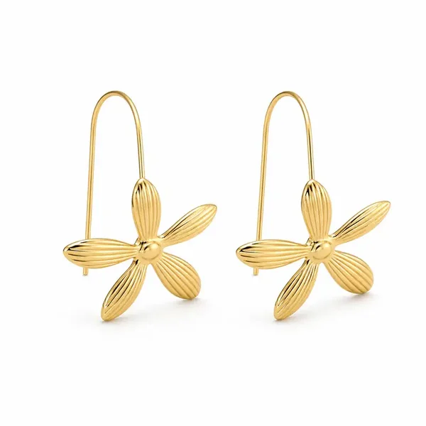 Flower Hanger Oorbellen Goud