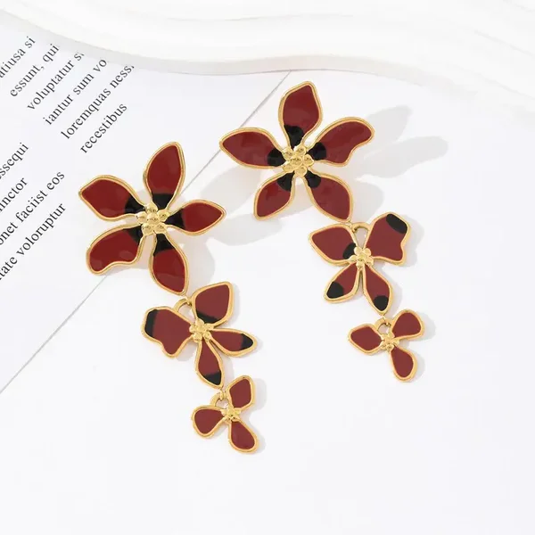 Flowery Oorbellen Bruin