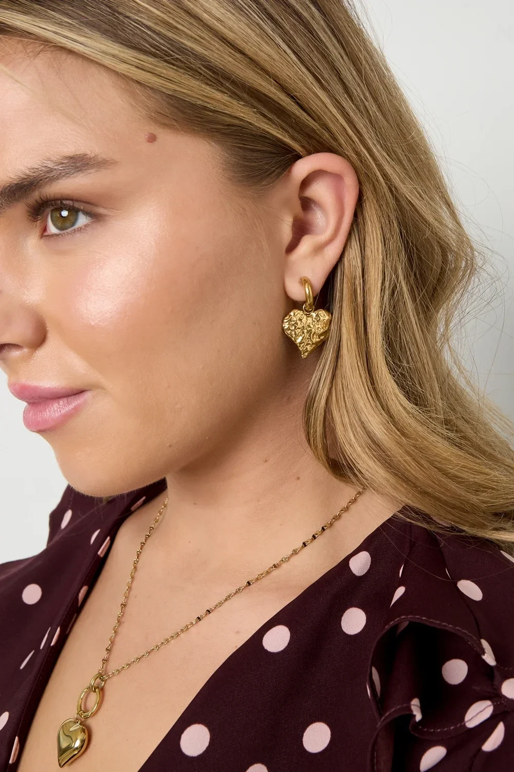 Oorbellen Textured Heart Goud