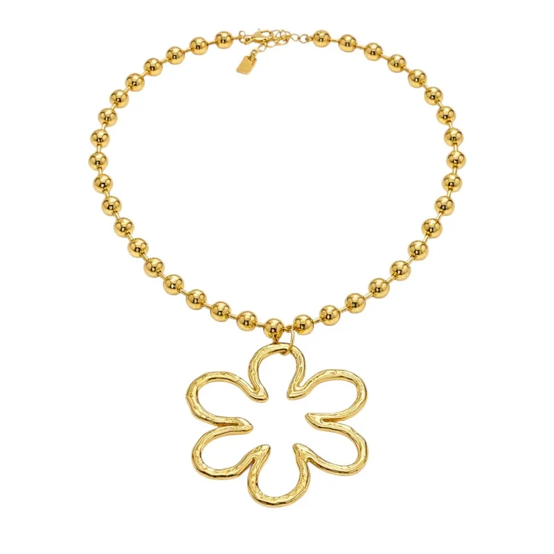 Statement Flower Beads Ketting Goud