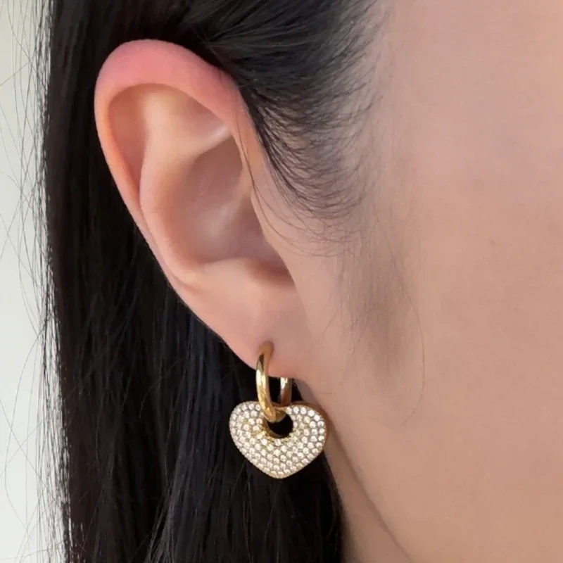 Strassy Heart Oorbellen goud