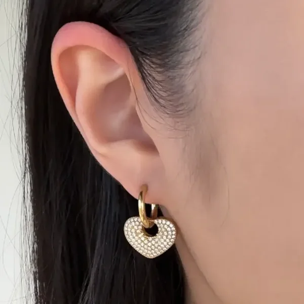 Strassy Heart Oorbellen goud