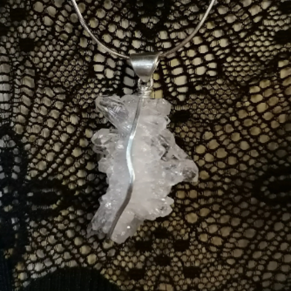 Bergkristall Cluster mit Doppelender • 925 Silber • Edelstein Anhänger